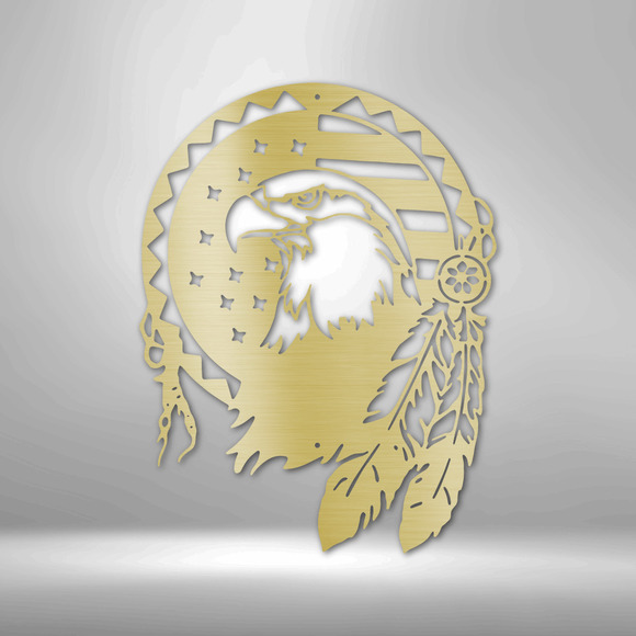 Native Eagle Steel Sign Laser Cut Powder Coated Home & Office Metal Wall Decor M